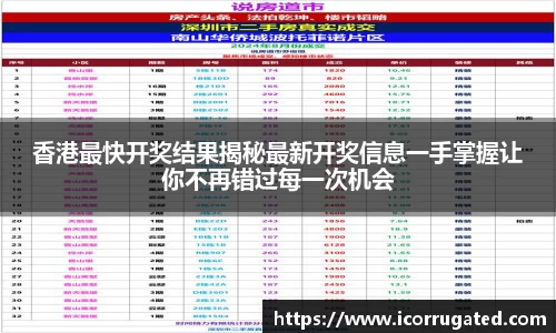 香港最快开奖结果揭秘最新开奖信息一手掌握让你不再错过每一次机会